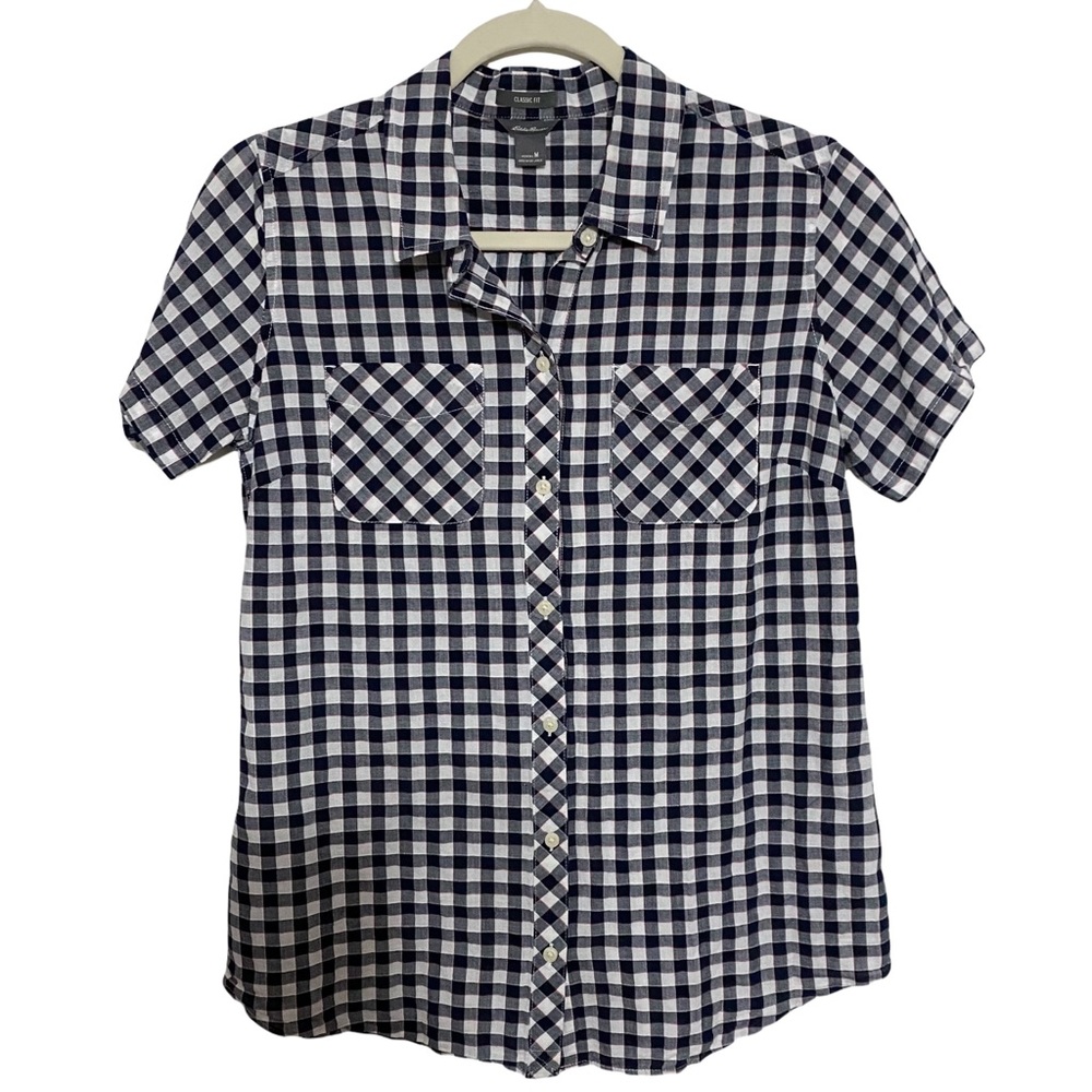 Eddie Bauer Classic Fit Navy & White Check Shirt